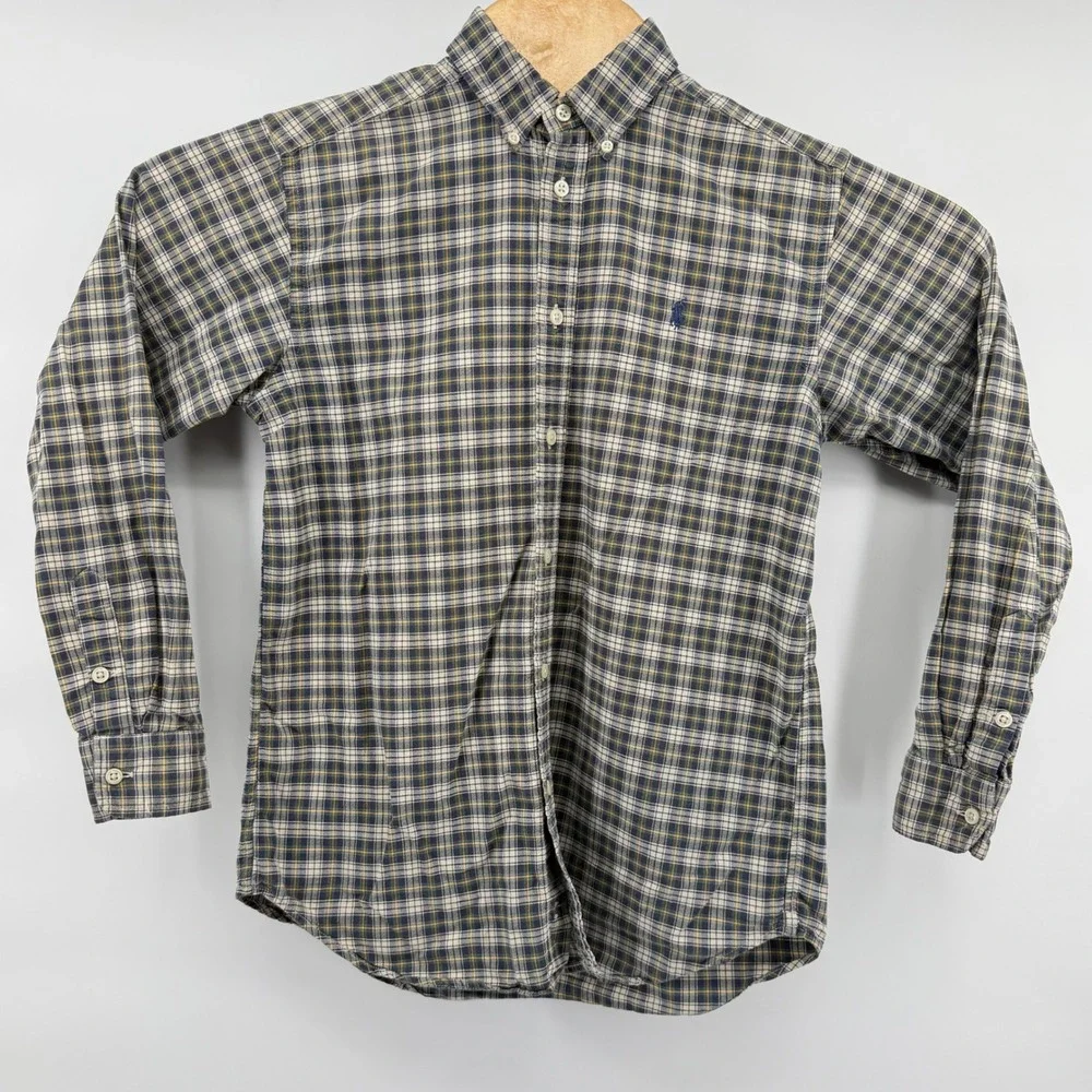 Ralph Lauren Kids Plaid Button Down Shirt Long Sleeve Cotton‎ Size Large 14/16